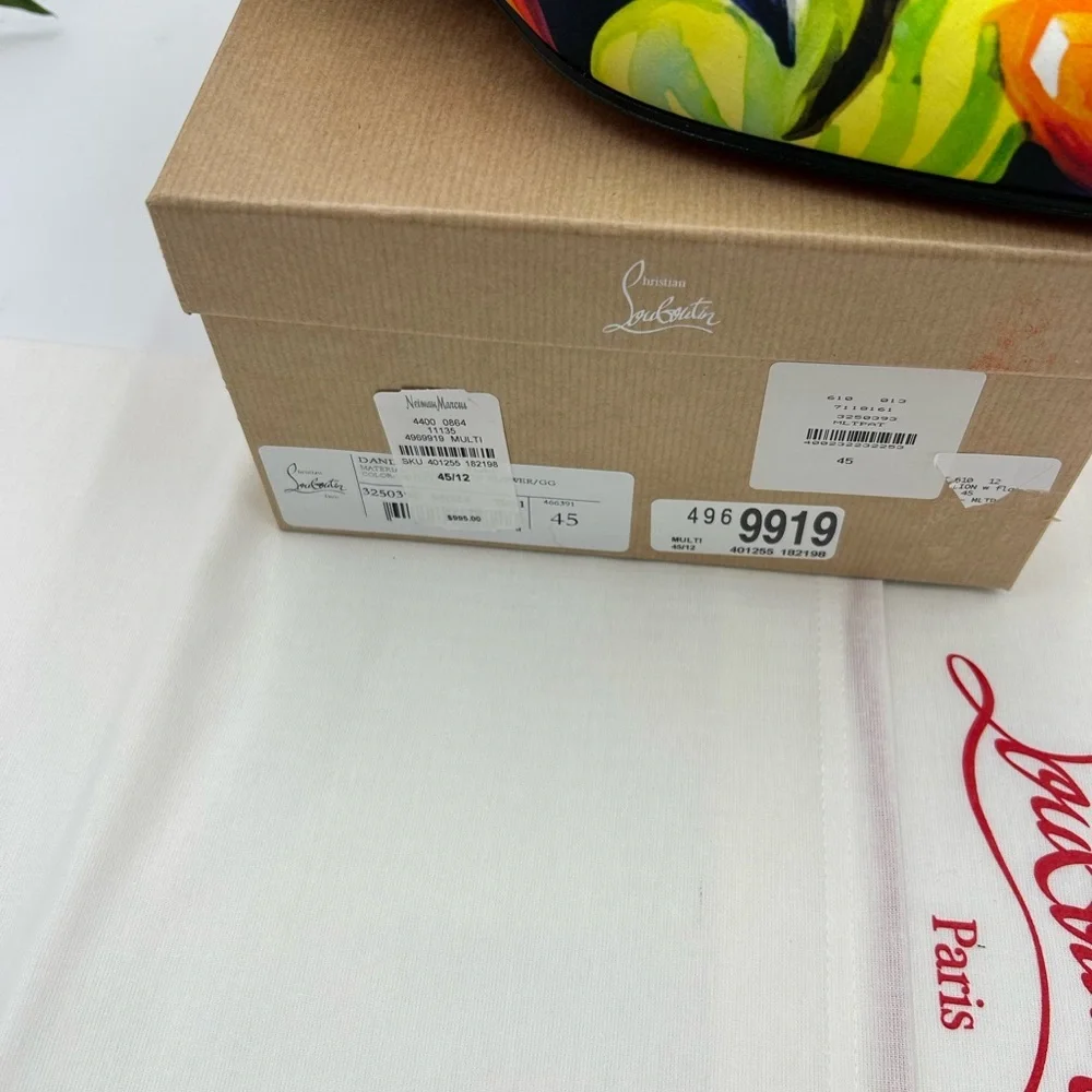 Men's Christian Louboutin, dandy, chick floral satin loafers size 45 made Italy - Picture 13 of 13